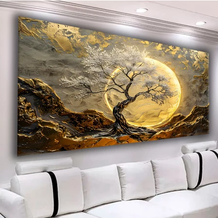 Quadro Lua arvore eclipse - Estilo Celestial